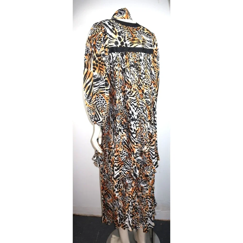 VTG Diane Freis Animal Print Cheetah Dress 3 Pc Set Blouse Skirt Georgette L/XL - Picture 9 of 16